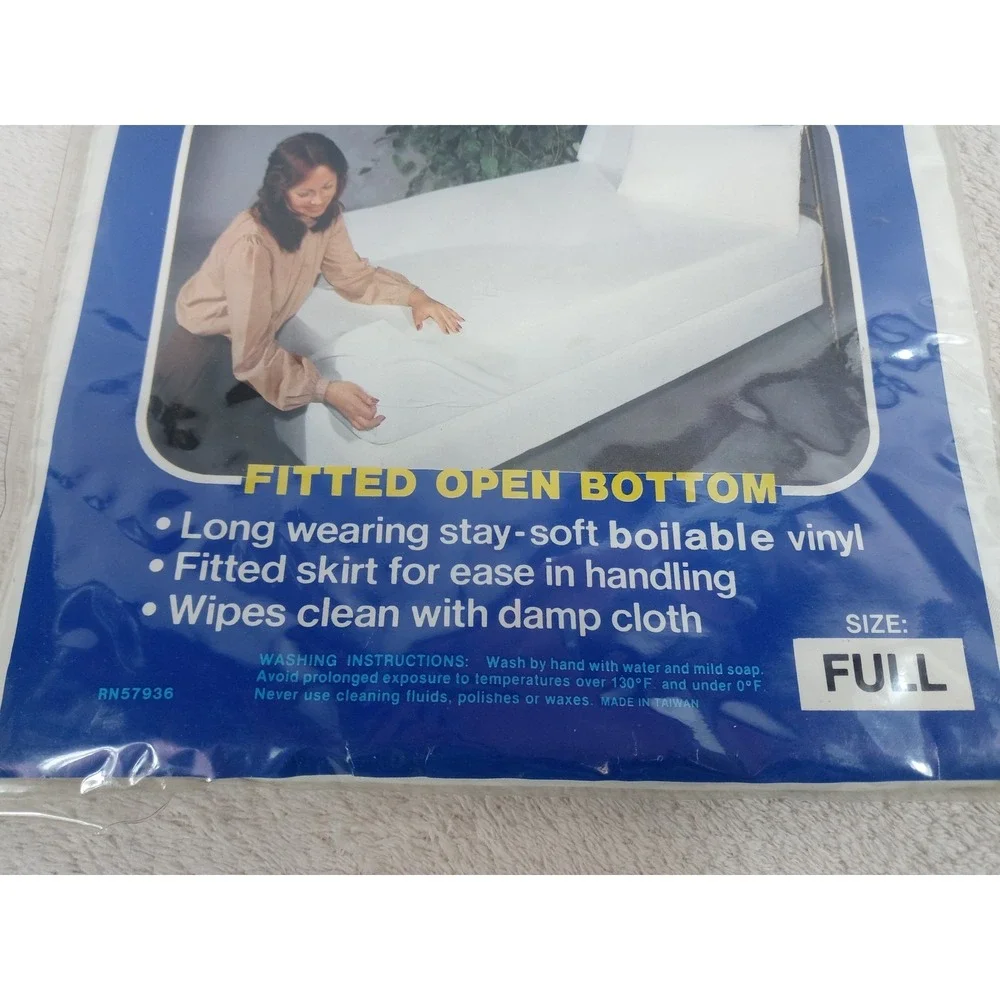 Vintage Vinyl Mattress Cover Protector Full Size Fitted Waterproof NIP NOS Retro